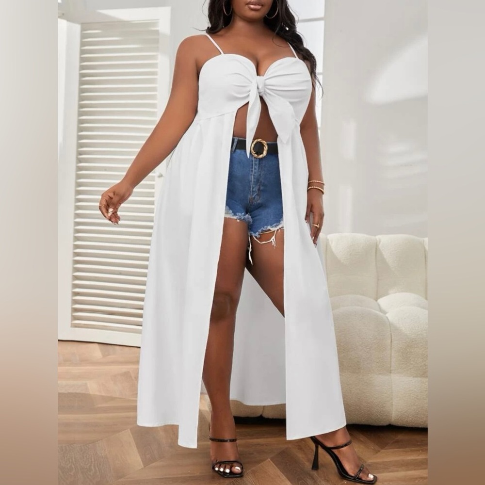 Plus Knot Front High Low Cami Top